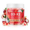 IRIDESICENT Vitamin D3 K2 Gummies Sugar Free - 90 Count | 5,000 IU Vitamin D3 + 100 mcg K2 (MK-7) | Vegan D3 K2 Supplement for Bone & Immune Health Support, Lychee Flavor