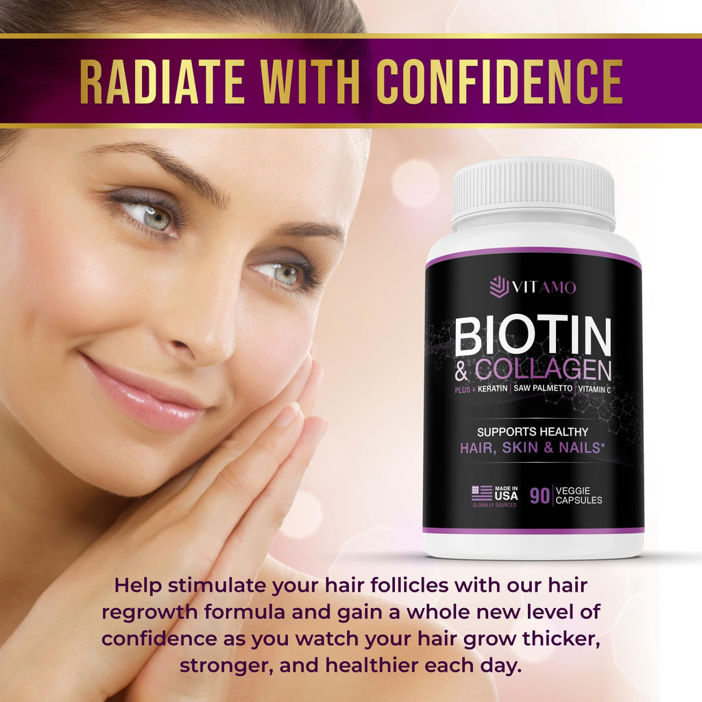 Vitamo Postpartum Hair Loss Vitamins for Women | Postnatal Hair Growth with Hyaluronic Acid, B-Complex, Biotin, Collagen & Keratin | Advanced Hair, Skin & Nails Supplement | 90 Capsules