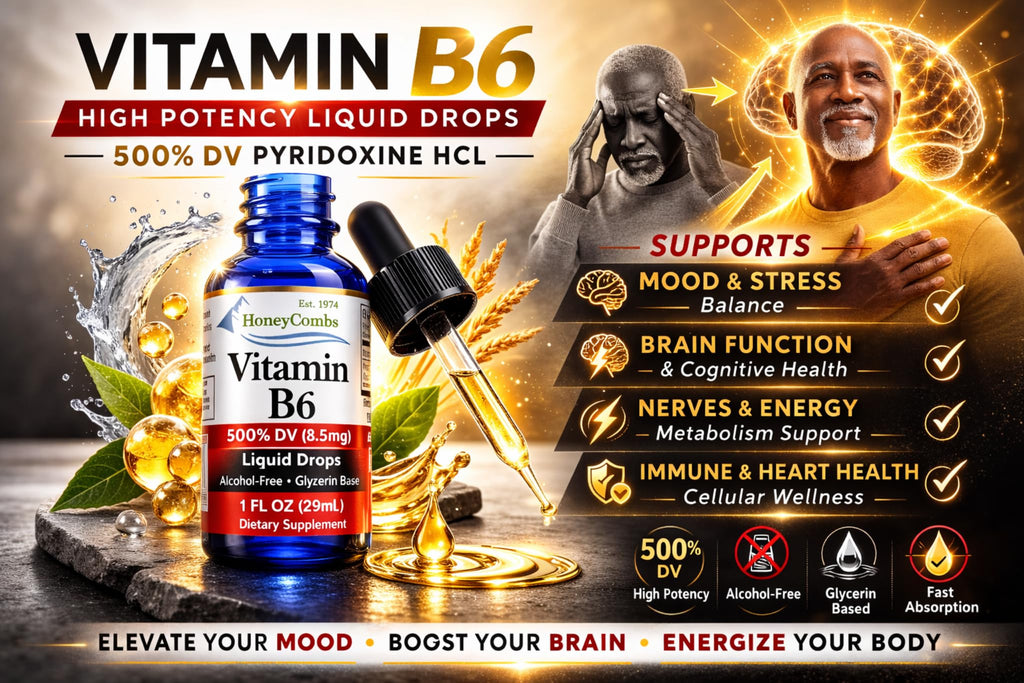 Vitamin B6 Liquid Drops, Pyridoxine HCl Supplement, 1oz