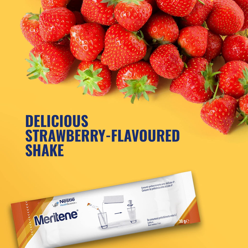 Meritene Energis Strawberry Protein Shake | 30g Powder Sachets, Pack of 15