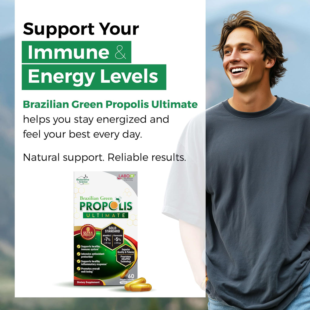 LABO Nutrition Brazilian Green Propolis Ultimate 3-Pack (60 Capsules Per Box) Bee Propolis 400mg Extract for Immune & Antioxidant Support, Sourced from Brazil, 180 Total Vegan Capsules, Made in Japan