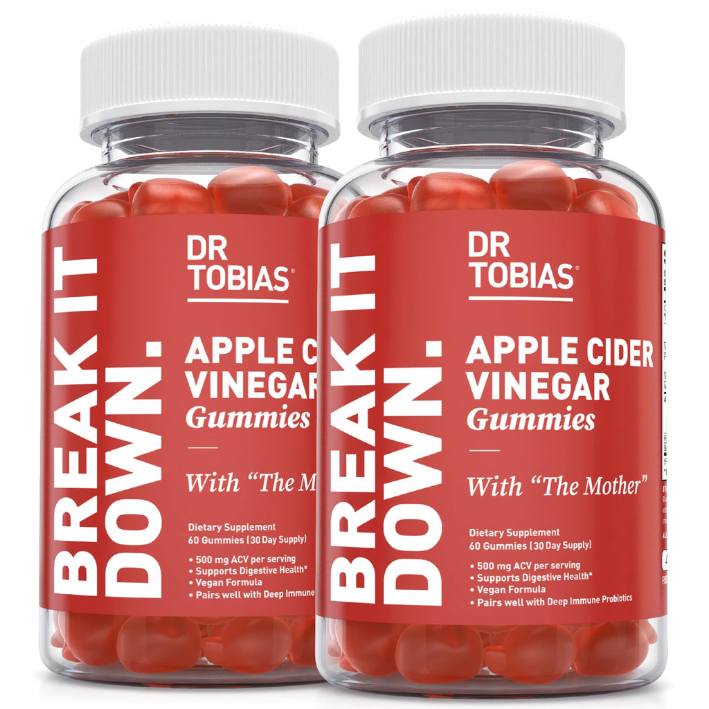 Dr. Tobias Apple Cider Vinegar Gummies with The Mother - 500mg ACV Per Serving, Plus Folate, B6, B12 & Iodine | Supports Digestive Health Gut Cleanse & Detox - Vegan (120 Gummies)
