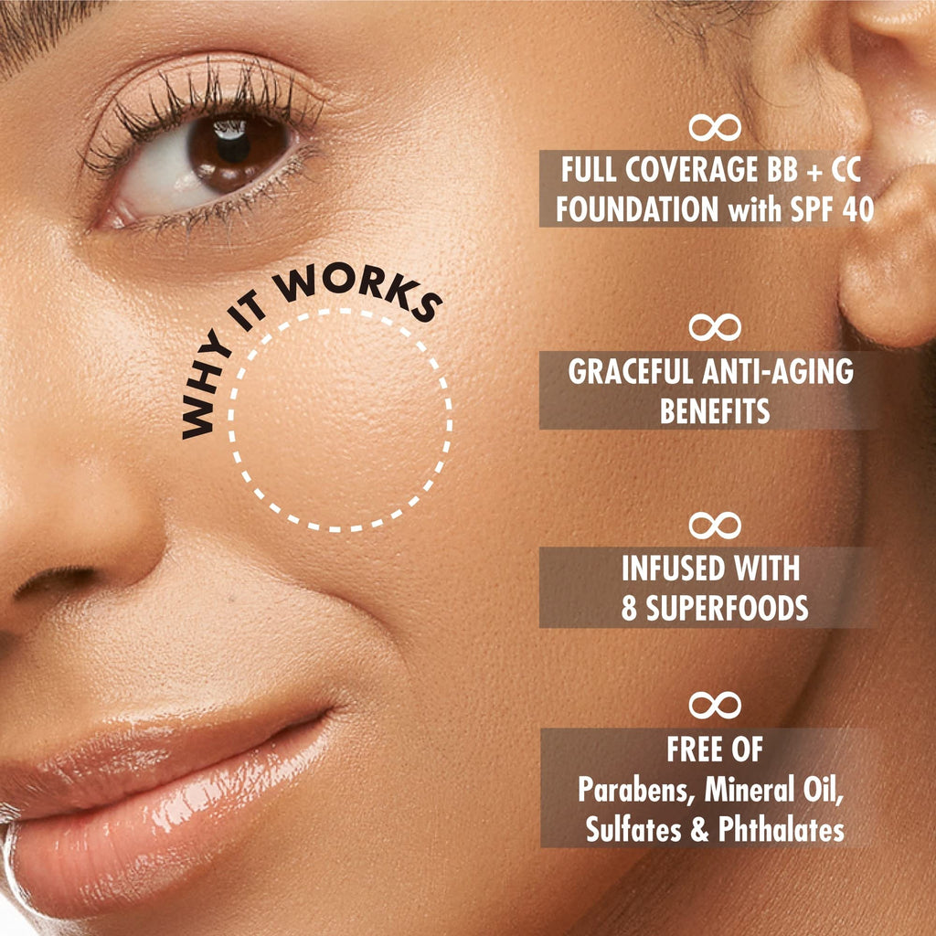 YENSA BC Foundation - Full Coverage Foundation, CC & BB Cream In One with SPF 40 - Enriched With Hyaluronic Acid & Peptides to Hydrate & Firm Skin - Korean Skin Care Makeup - Tan Neutral (1 oz)
