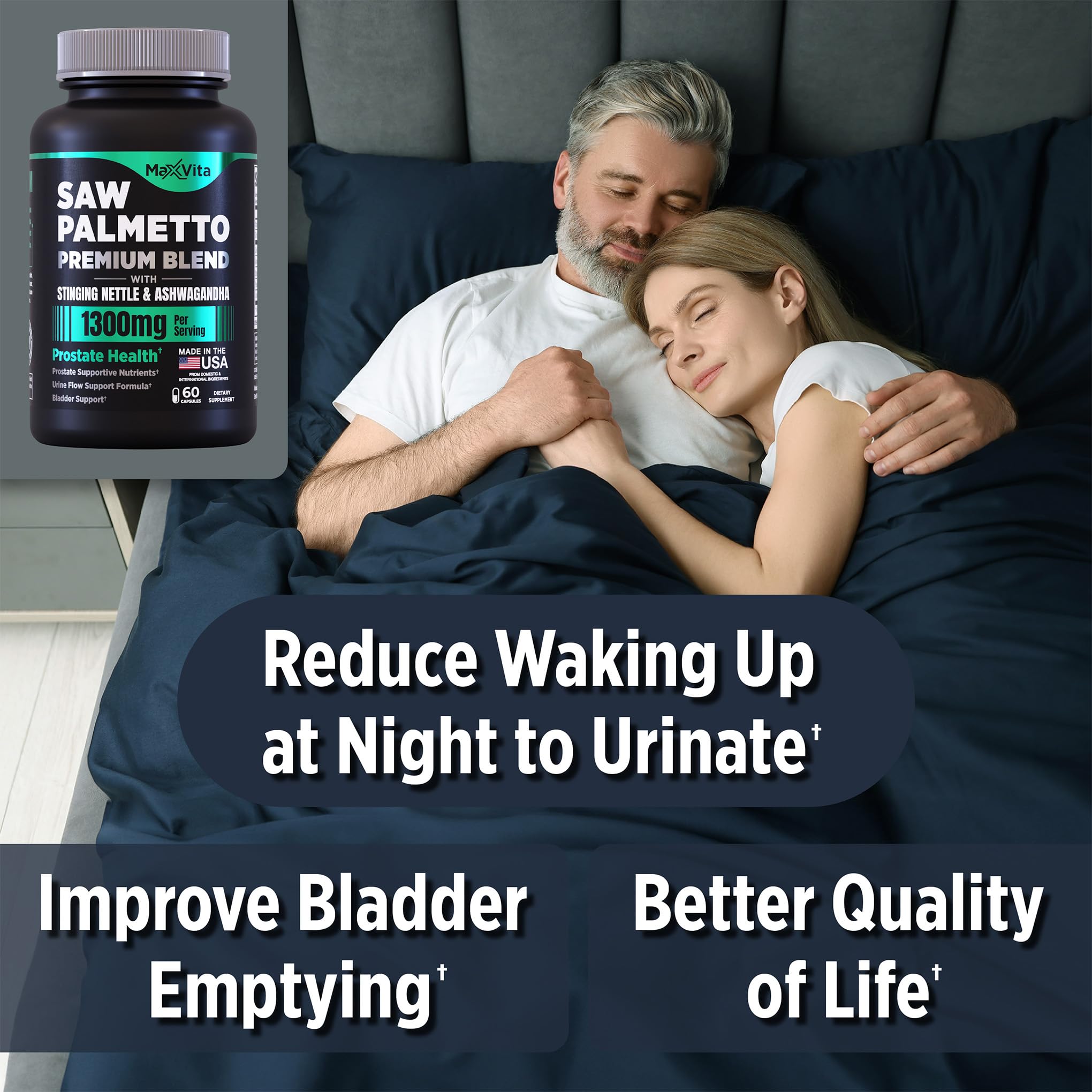MaxVita Prostate Premium - Saw Palmetto for Men, Stinging Nettle, Ashwagandha, Lycopene, Bladder & Urinary Relief, Prostate Supplement for Men, 60ct