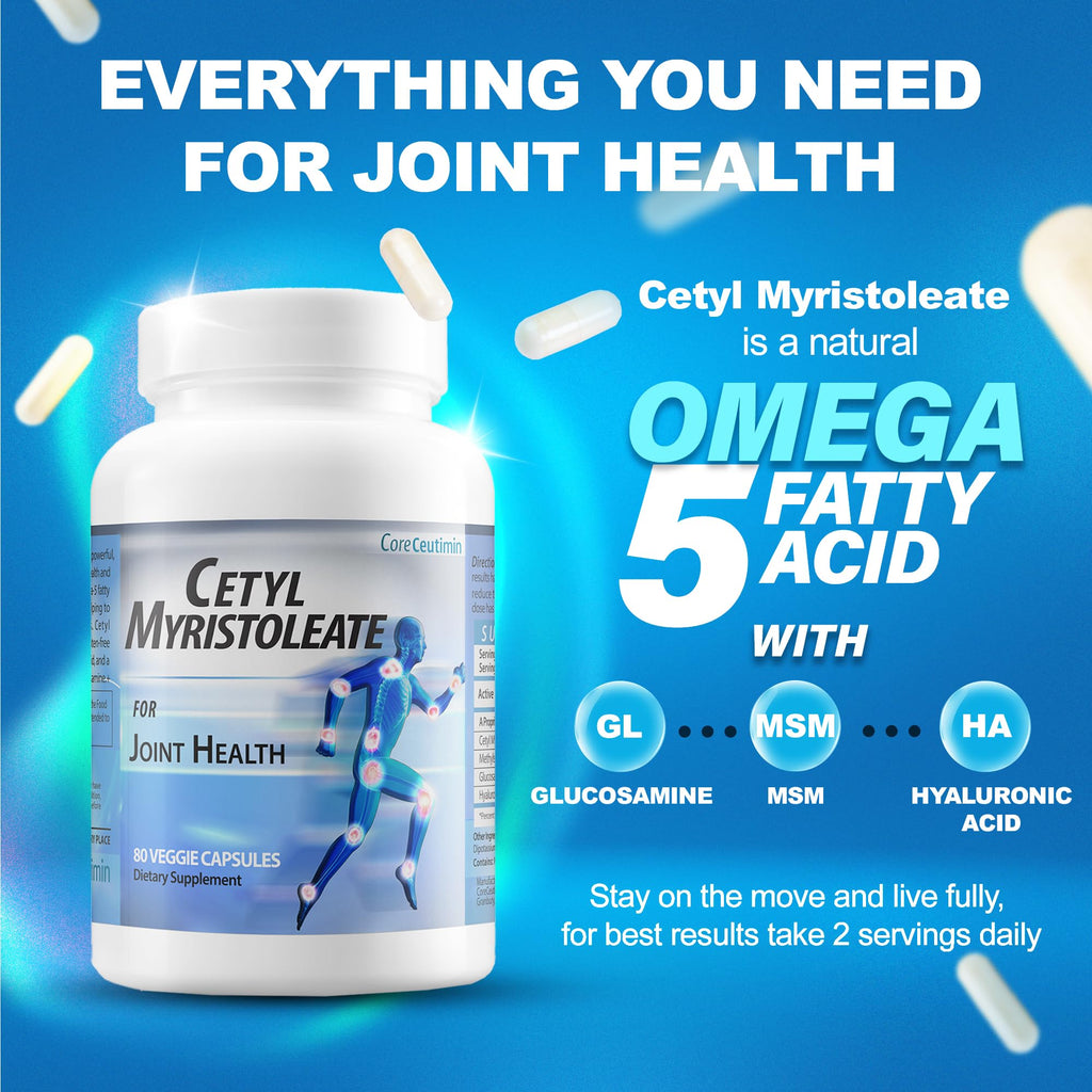 CoreCeutimin Cetyl Myristoleate Omega 5 Fatty Acid, 80 Capsules