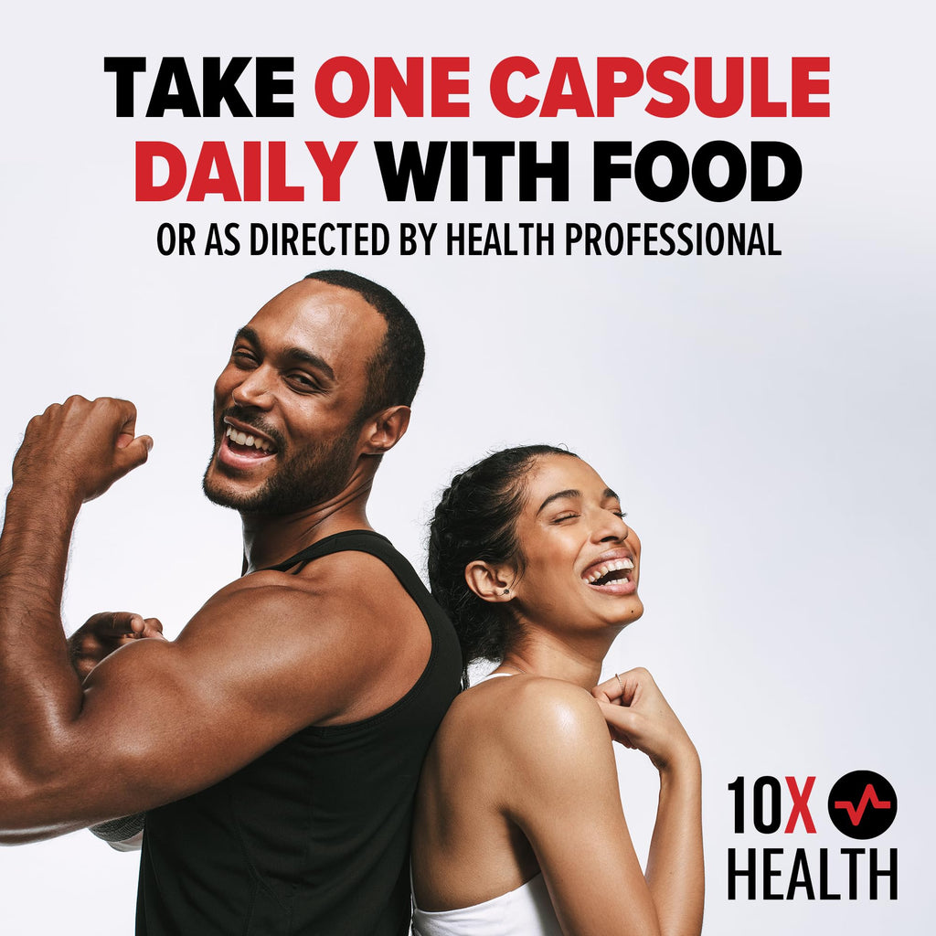 10X Health Zinc Supplements - Contains Zinc 30mg for DNA & Protein Synthesis, Overall Wellness & Immune Support Supplement - Highly Absorbable Vitamins (60 Capsules)