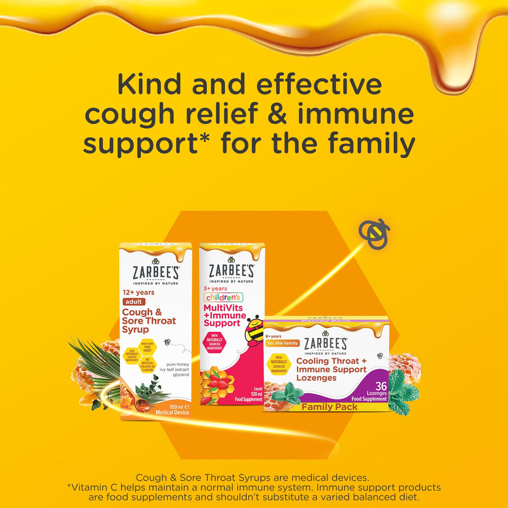 Zarbee’s Cooling Throat and Immune Support Lozenges (36 Count), with Real Honey and Peppermint Oil Extract, Vitamin C, Zinc and No Artificial Colours of Flavours