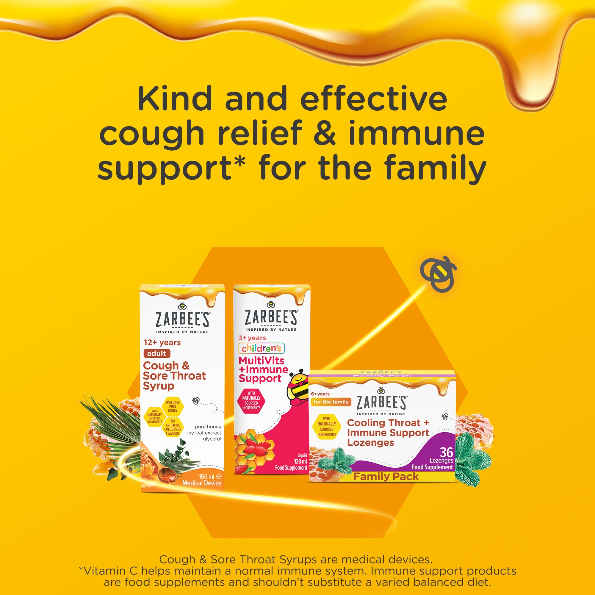 Zarbee’s Cooling Throat and Immune Support Lozenges (36 Count), with Real Honey and Peppermint Oil Extract, Vitamin C, Zinc and No Artificial Colours of Flavours