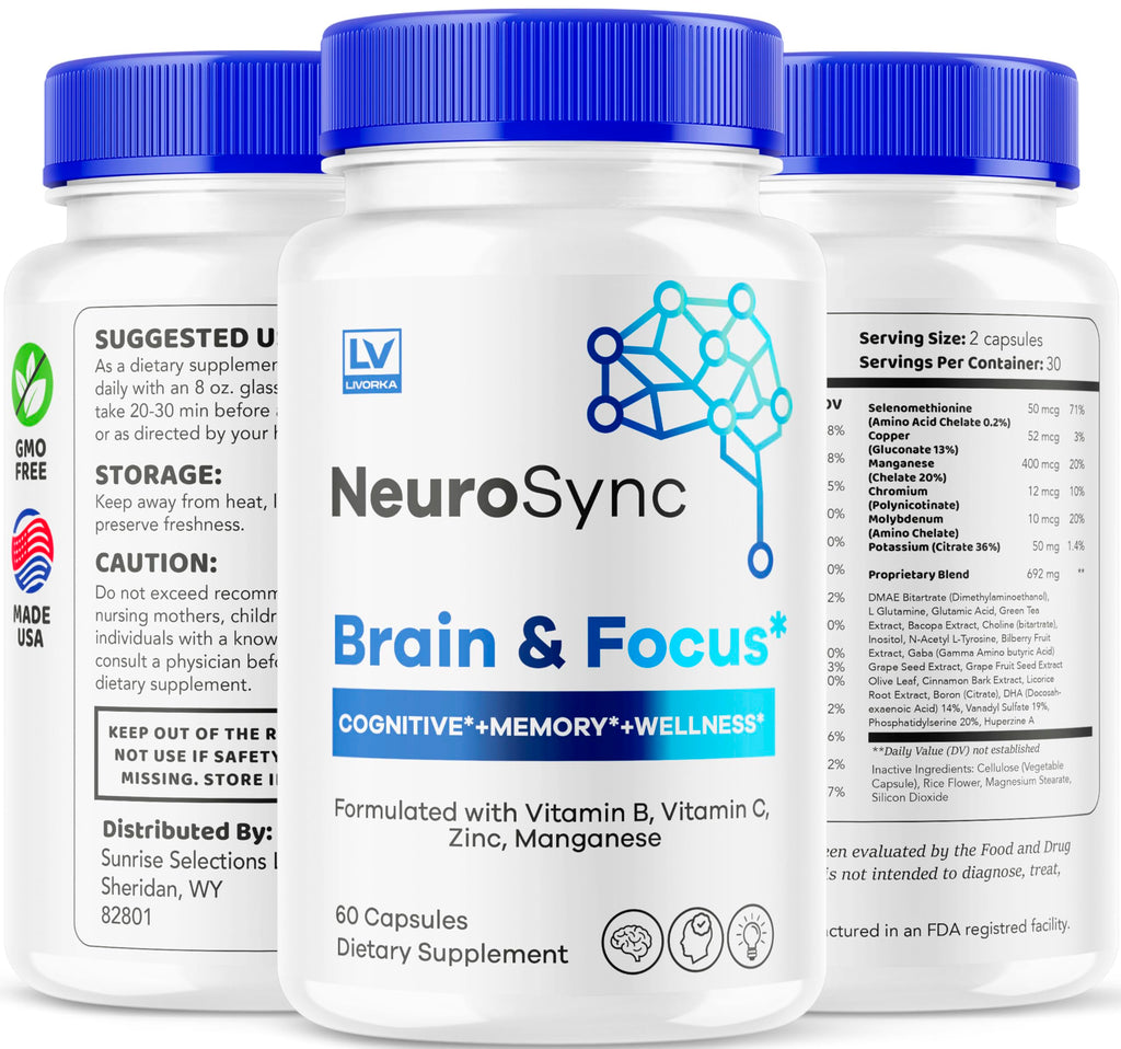 (5 Pack) NeuroSync Brain Capsules, Neuro Sync Brain & Focus, NeuroSync Brain, NeuroSync Advanced Formula Capsules, NeuroSync Brain and Focus, NeuroSync Brain Supplement, 300 Capsules for 5 Months