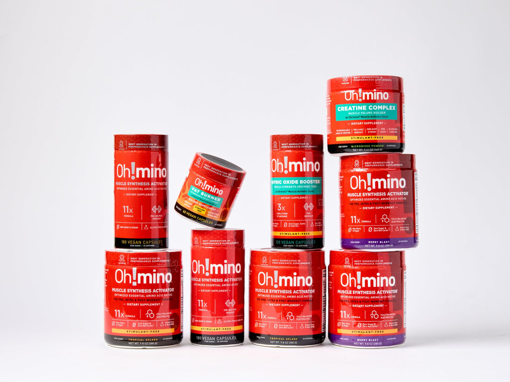 Ohmino BCAA + EAA Powder, Amino Acid Supplement, Tropical, 40 Servings
