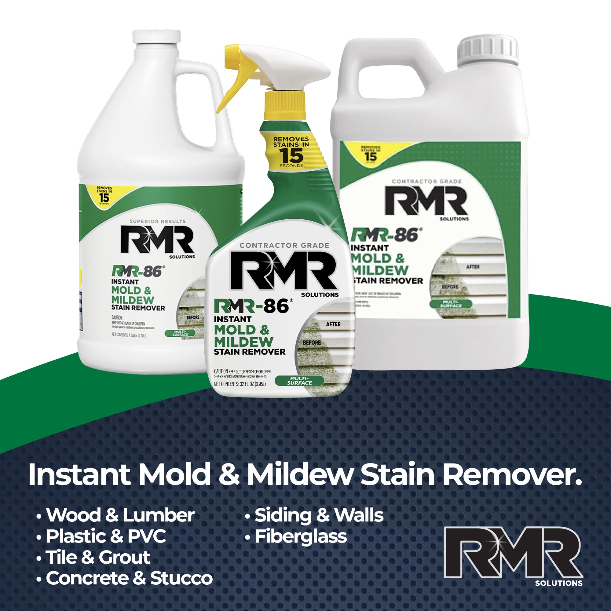 RMR-86 Instant Mold and Mildew Stain Remover Spray - Scrub Free Formula, 1 Gallon