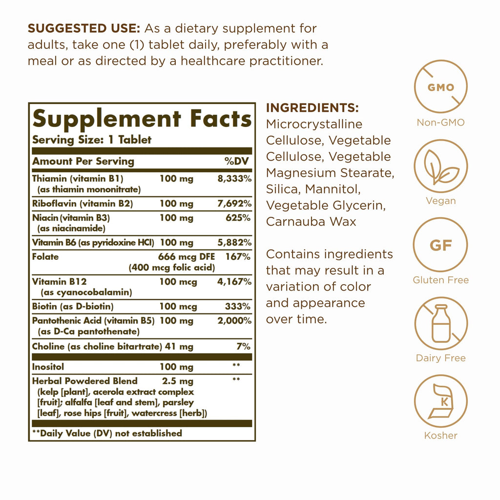 Solgar B-Complex Tablets, 250 Count