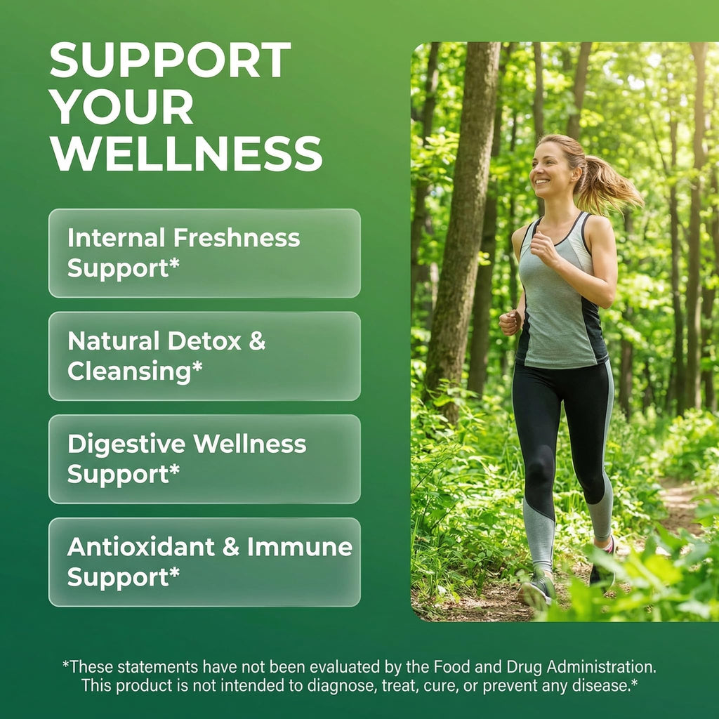 Clean Nutra Chlorophyll Capsules Supplement Internal Deodorant Peppermint, Sea Moss, Parsley, Chlorella, Spirulina, Slippery Elm, Ashwagandha, PhytoFresh Greens Detox Pills
