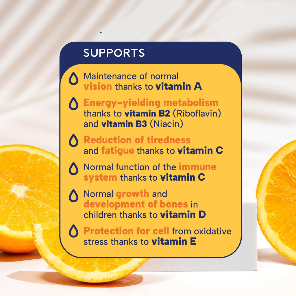 Minadex® Multivitamin Liquid with Cod Liver Oil for Adults & Kids, Delicious Orange Flavour, Vitamins C, A, B2, B3, D, E & Omega-3, Boost Energy & Reduces Tiredness, Supports Immunity, 150ml