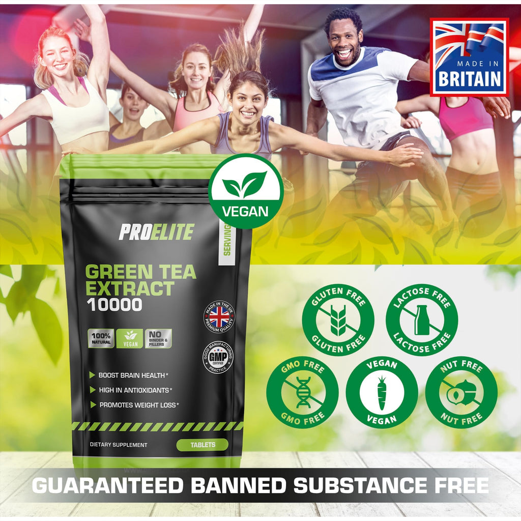 Green Tea Extract 10,000mg of Antioxidant 60 Tablet | 95% Polyphenols (297mg per Tablet) | (2 Months Supply) | Resealable and Recyclable Pouch | Vegan & Vegetarian | by PROELITE