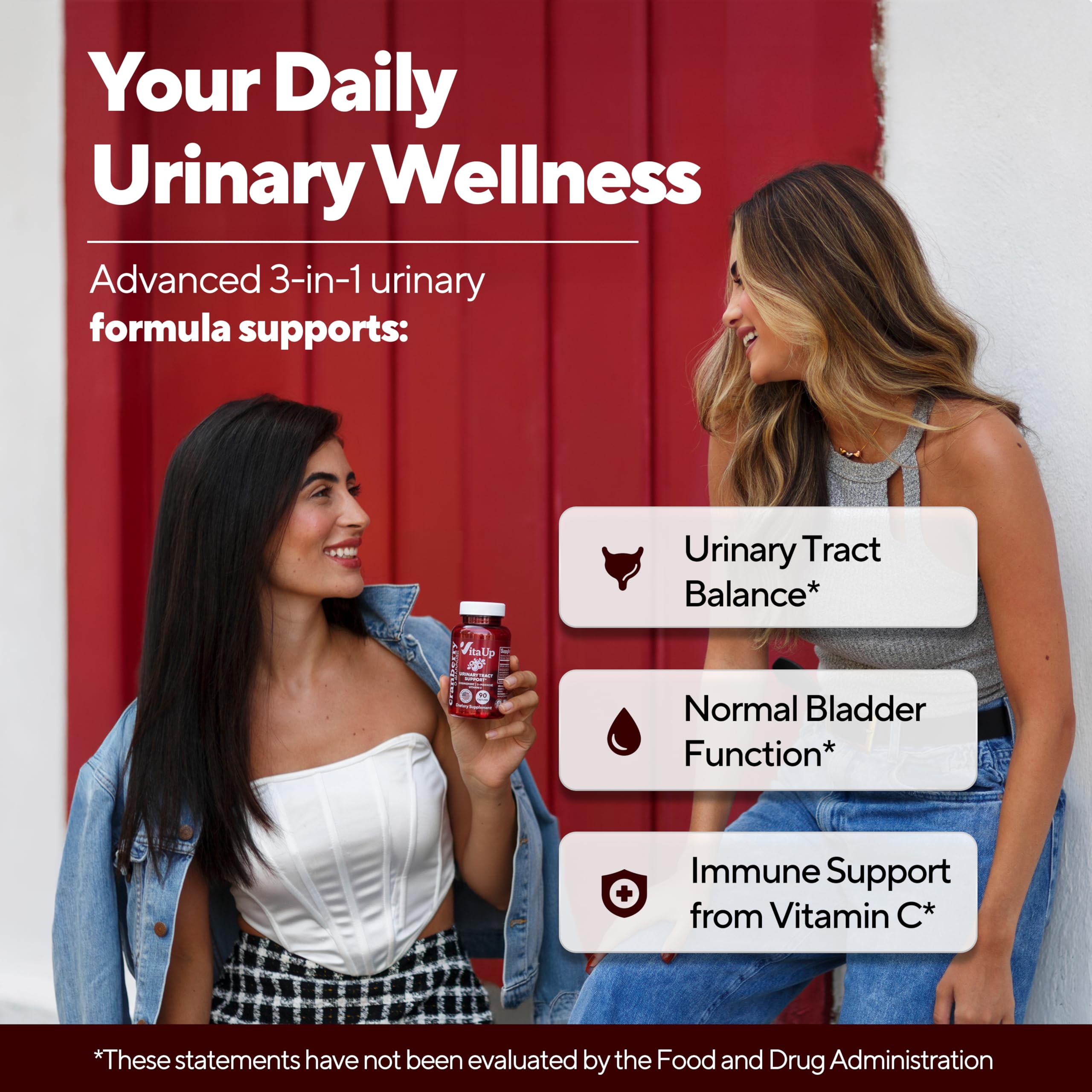VitaUp D-Mannose & Cranberry Supplement for Women – USA Made Cranberry, Vitamin C & D-Mannose Supplement – Cranberry Capsules for Women for Urinary Tract & Bladder Support – 90 Vegan Capsules