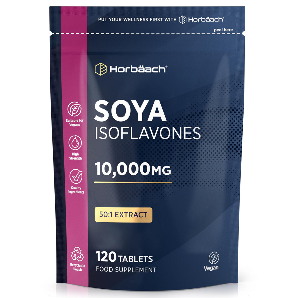 SOYA Isoflavones 10,000mg | 120 Vegan Tablets | High Strength SOYA Bean Extract | Providing 80mg Isoflavones | by Horbaach