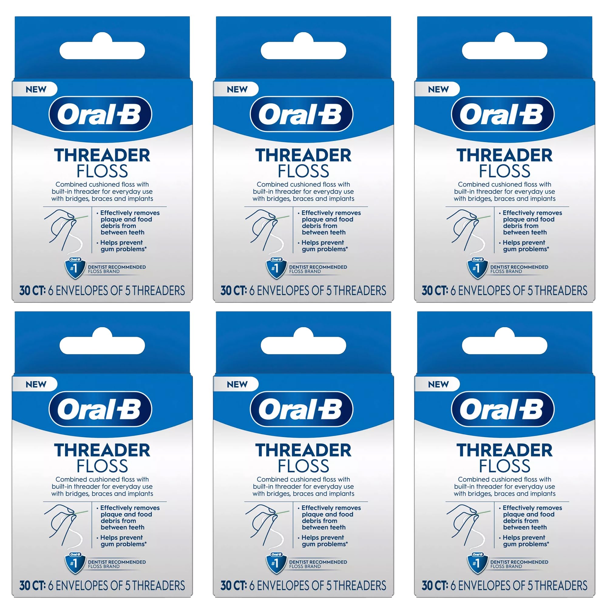 Oral-B Glide Threader Floss, 30-Count (Pack of 6)