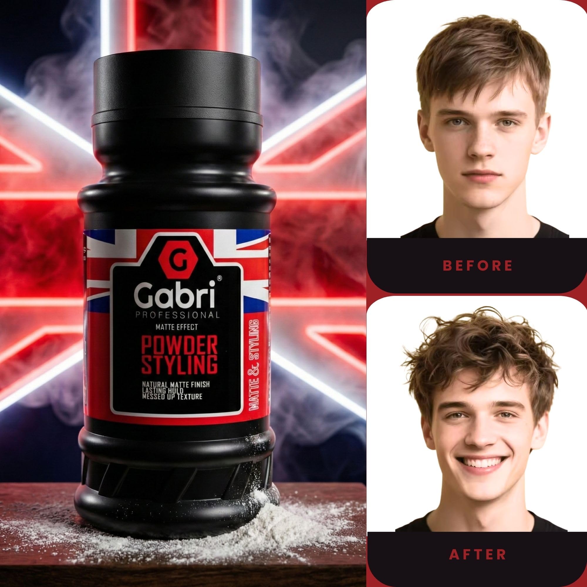 Gabri Texture Powder, Hair Styling Powder for Natural Matte Finish, Root Lift & Flexible Hold, Men & Women, All Hair Types (Matte Effect, 0.74 Oz)