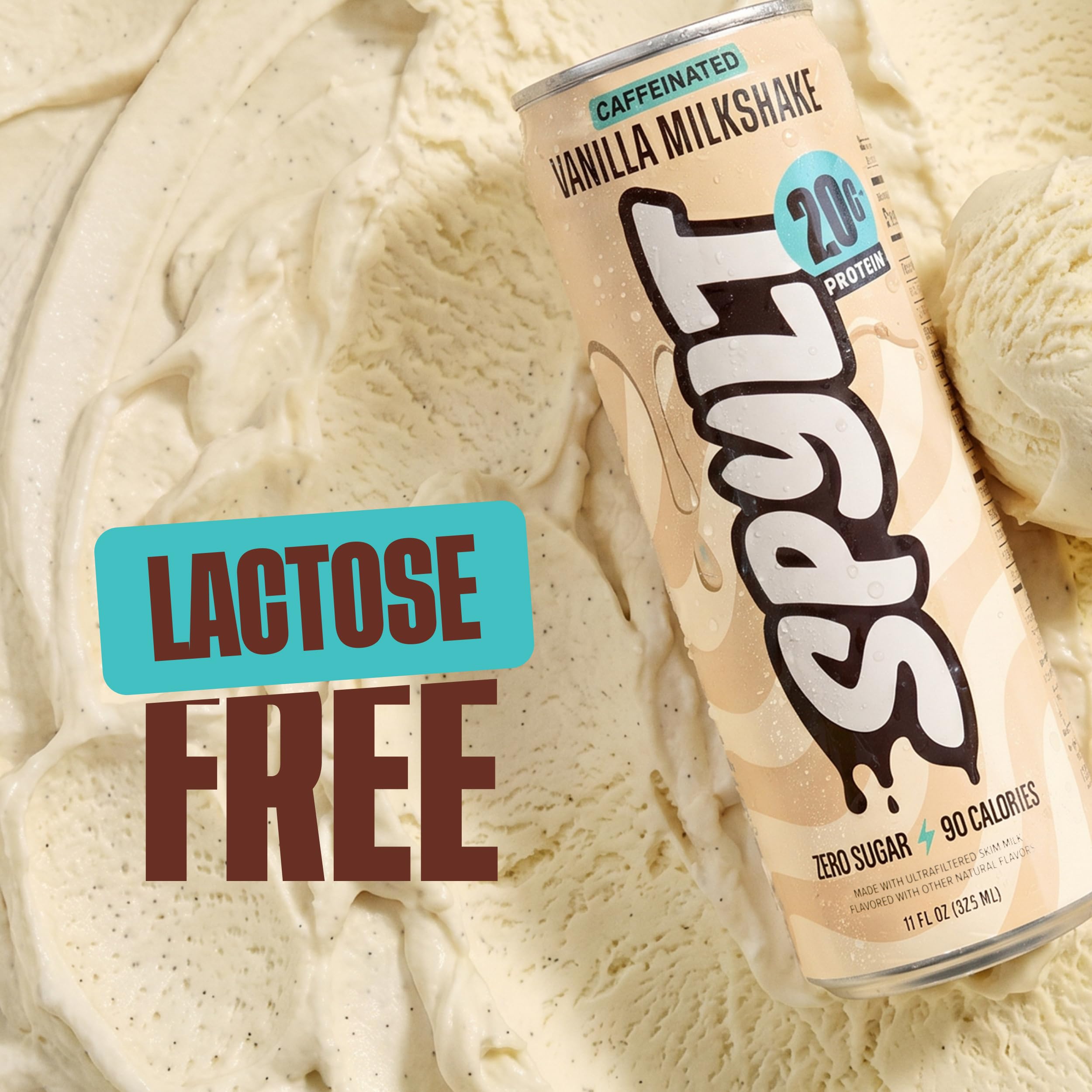 Spylt High Protein Vanilla Milkshake with 60mg Caffeine & 20g Protein - 90 Calories, Ready to Drink, Sugar Free, Lactose Free Milk, Perfect for Workout Recovery & Afternoon Pick Me Up - 12 Count - Packaging May Vary