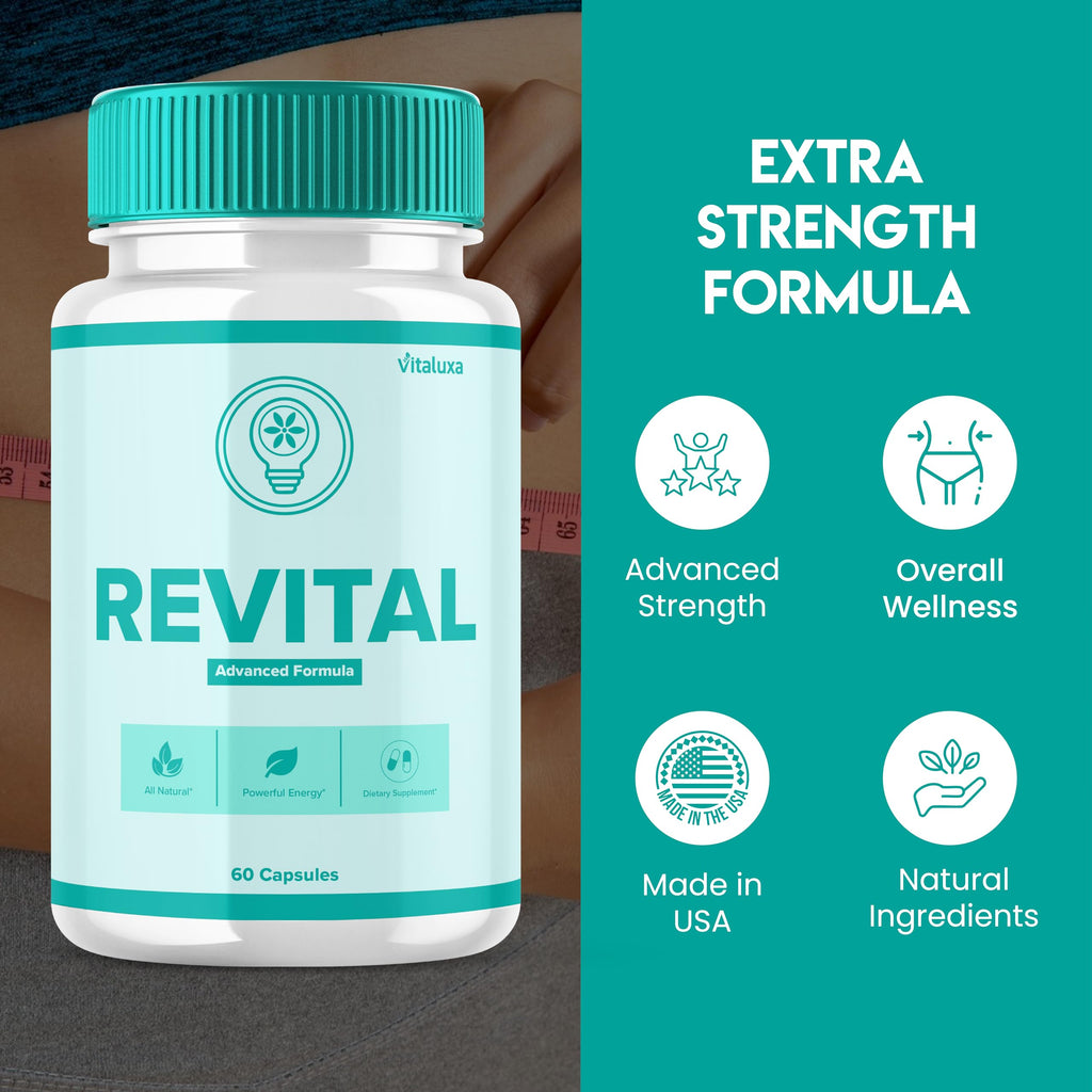 Revital Capsules, Revital Cactus Supplement Pills Premium Advanced Formula for Overall Health & Wellness, Re Vital All Natural Blood Support for Men Women Revitale Plus Vitamins (60 Capsules)