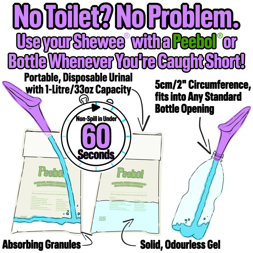 SHEWEE Flexi Female Urinal – Made in the UK – Flexible, Reusable & Portable Urination Device. Festival, Camping, Car, Hiking Essentials for Women. Stand to Pee Device with Extension Pipe