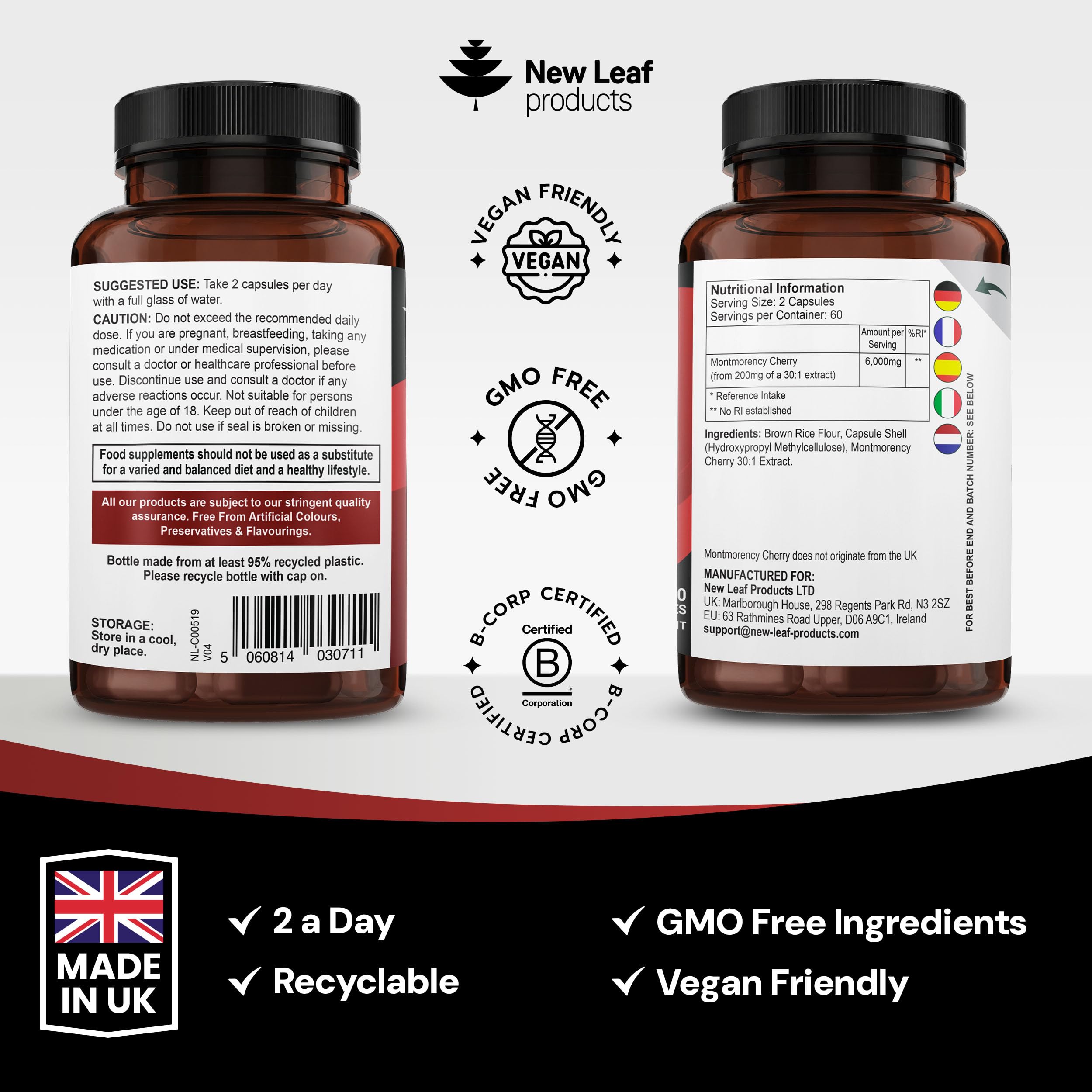 Montmorency Cherry 6000mg - 120 Capsules High Strength Concentrate - Natural Tart Cherry Vegan Supplements (not Tablets or Powder) - Non-GMO, 2 Months Supply - (2 per Serving) Made in the UK