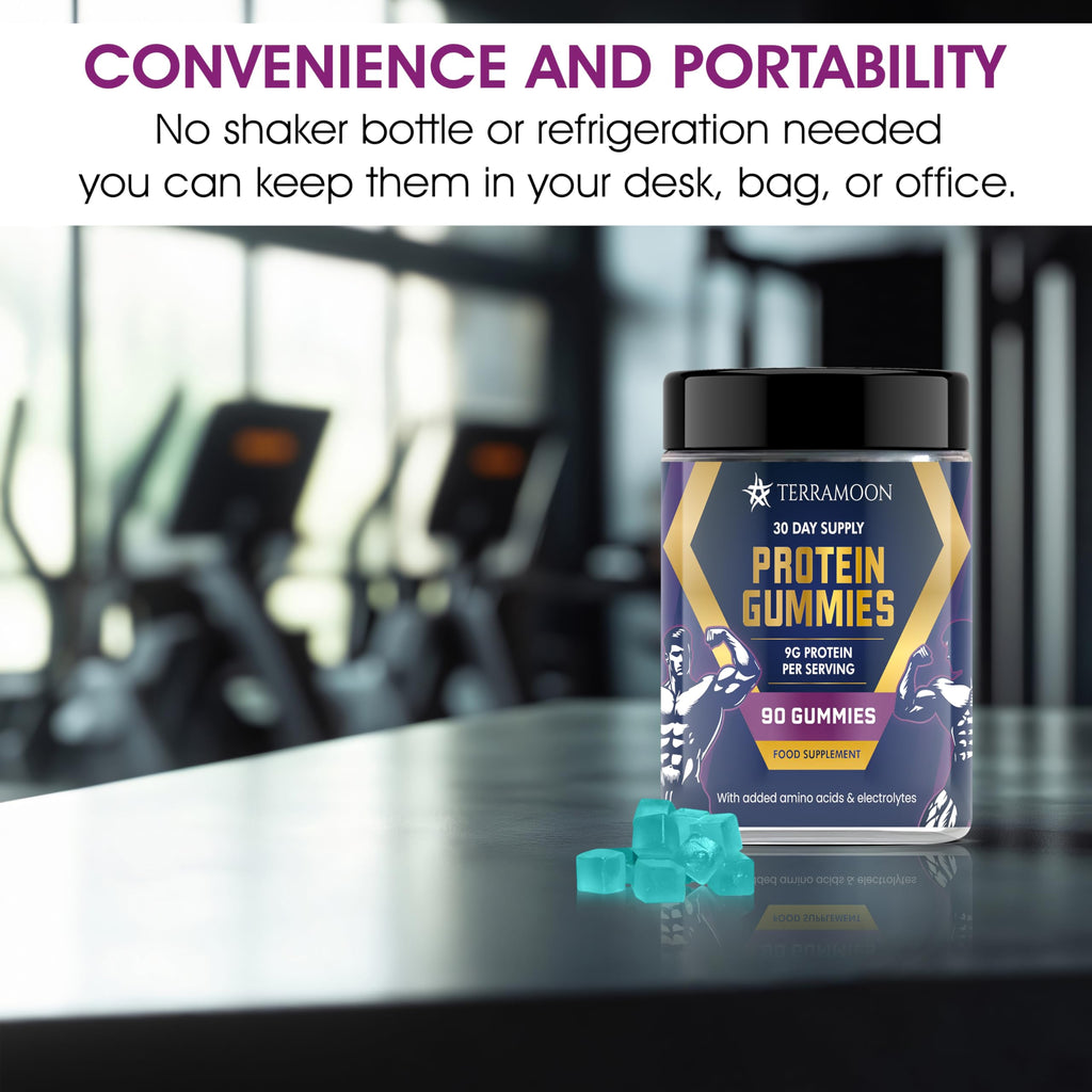 Protein Gummies, 9g Protein Per Serving, 90 Gummies, 30-Day Supply with BCAA and Electrolytes