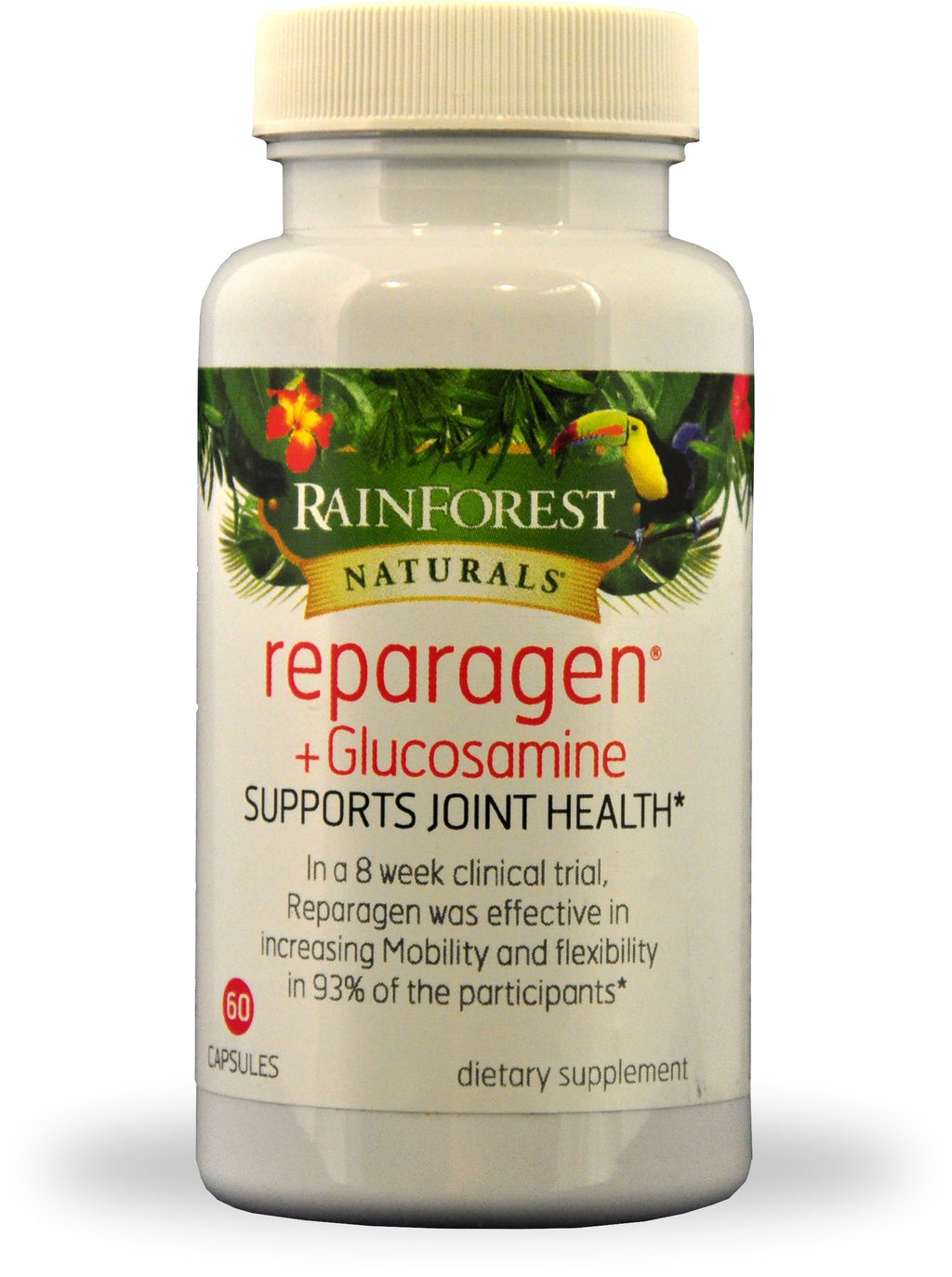 Rainforest Nutritionals Inc. Reparagen Plus Glucosamine (60 Capsules) Clinically Proven Fast Acting All Natural Joint Health Supplement Better Than Glucosamine Alone