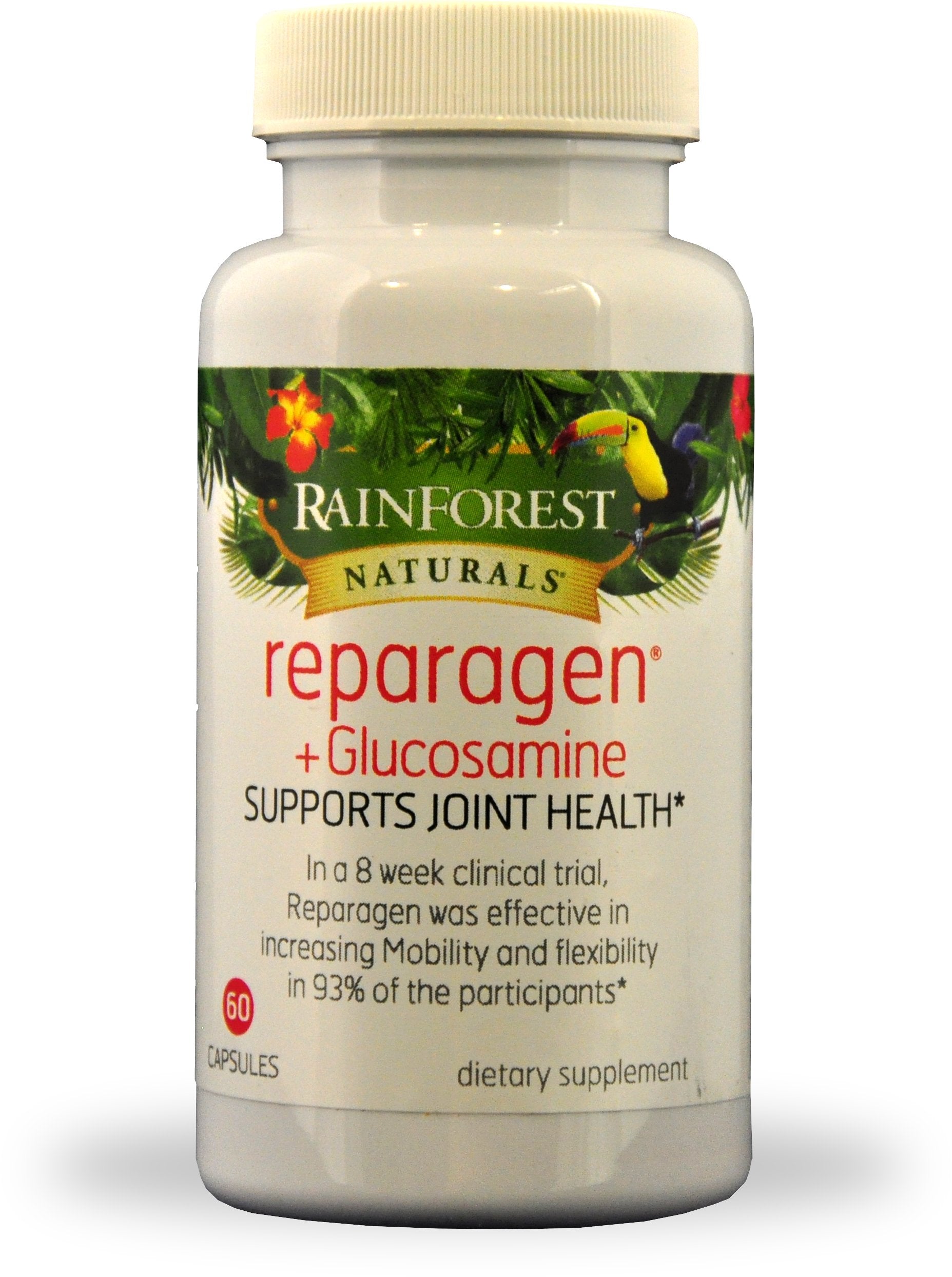 Rainforest Nutritionals Inc. Reparagen Plus Glucosamine (60 Capsules) Clinically Proven Fast Acting All Natural Joint Health Supplement Better Than Glucosamine Alone