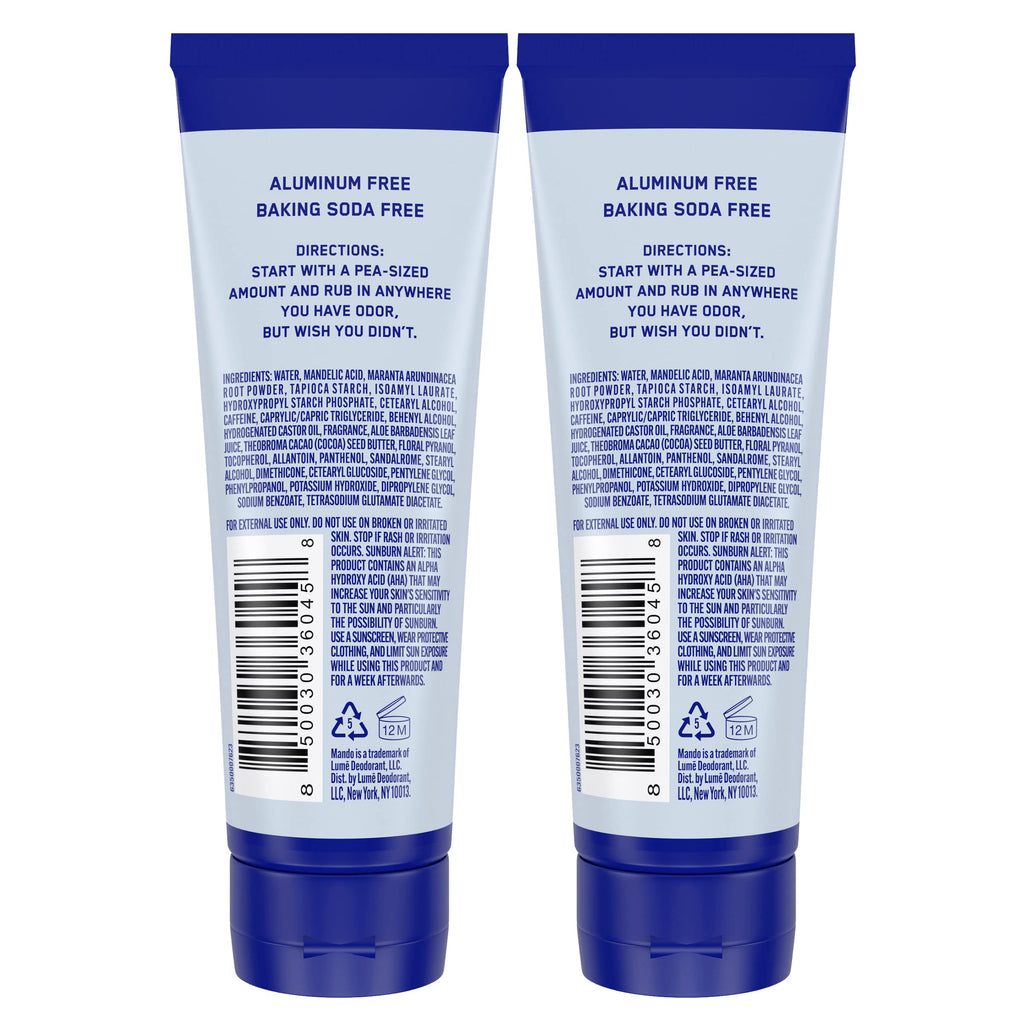 Mando Whole Body Deodorant For Men - Invisible Cream - 72 Hour Odor Control - Aluminum Free, Baking Soda Free, Skin Safe - 3 ounce (Pack of 2) - Pro Sport