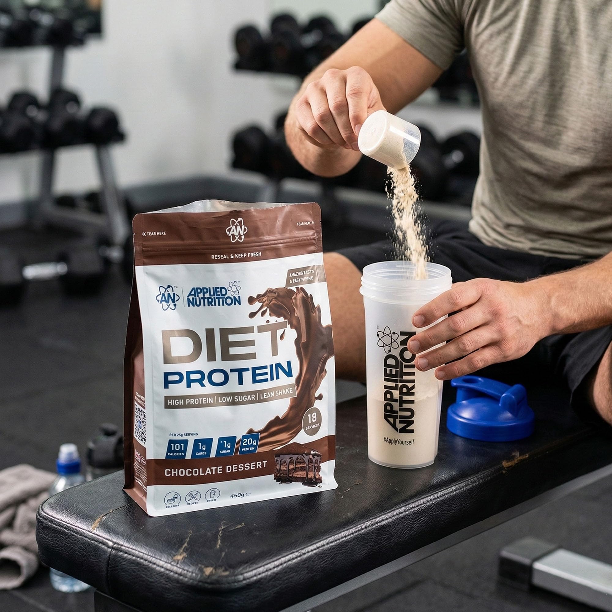 Applied Nutrition Diet Whey - High Protein Powder Supplement, Low Carb & Sugar, for Weight Management with CLA, L Carnitine, Green Tea (450g - 18 Servings) (Vanilla)