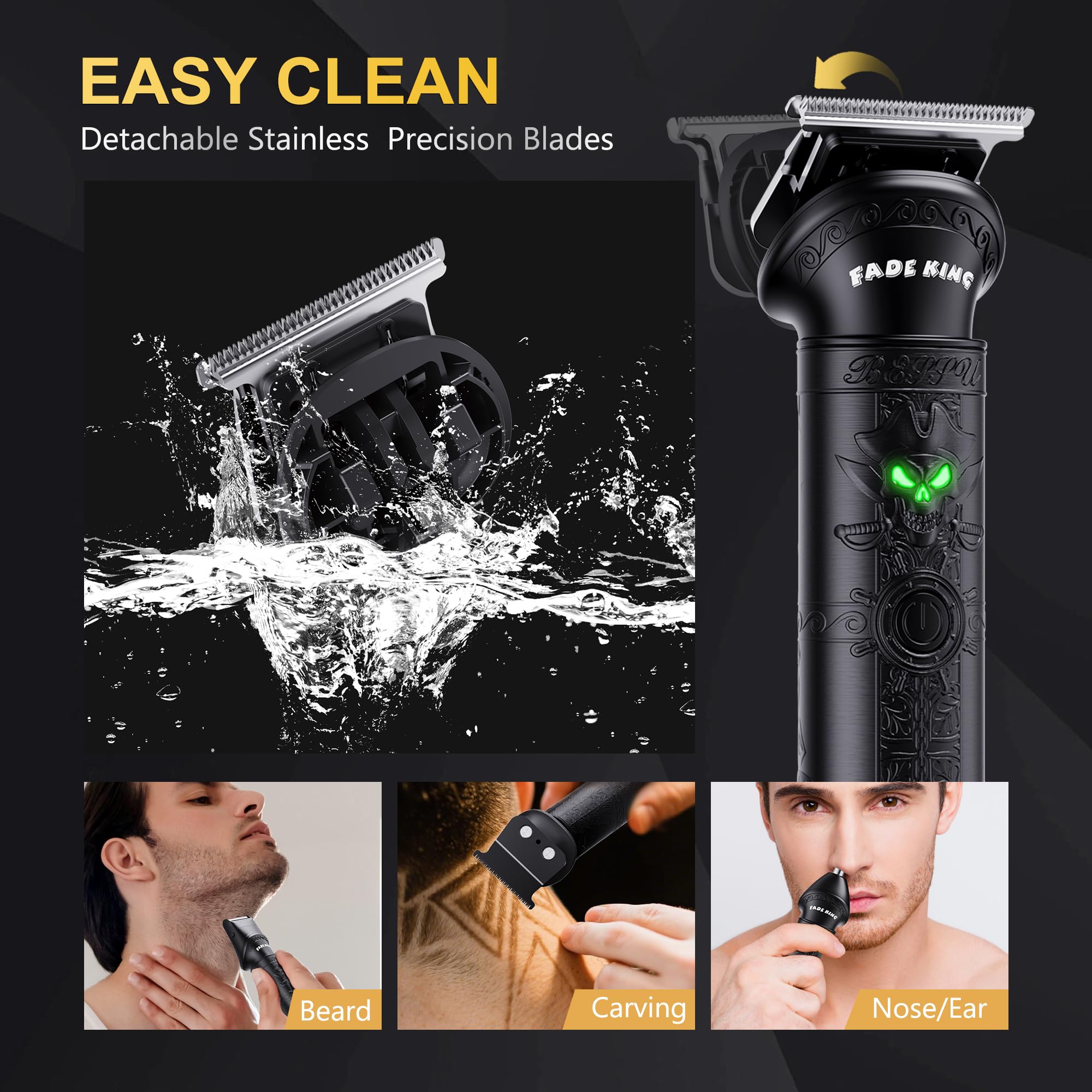 FADEKING® Professional Hair Clippers for Men - Cordless Beard Trimmer & Nose Hair Trimmer Set, All-in-One Mens Grooming Kit with Foil Shaver - Fathers Day Gift for Dad Men Husband