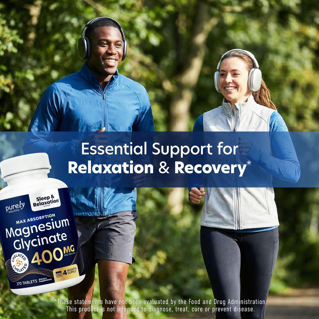 Magnesium Glycinate 400mg, 4+ Month Supply, Sleep, Relax & Muscle Support