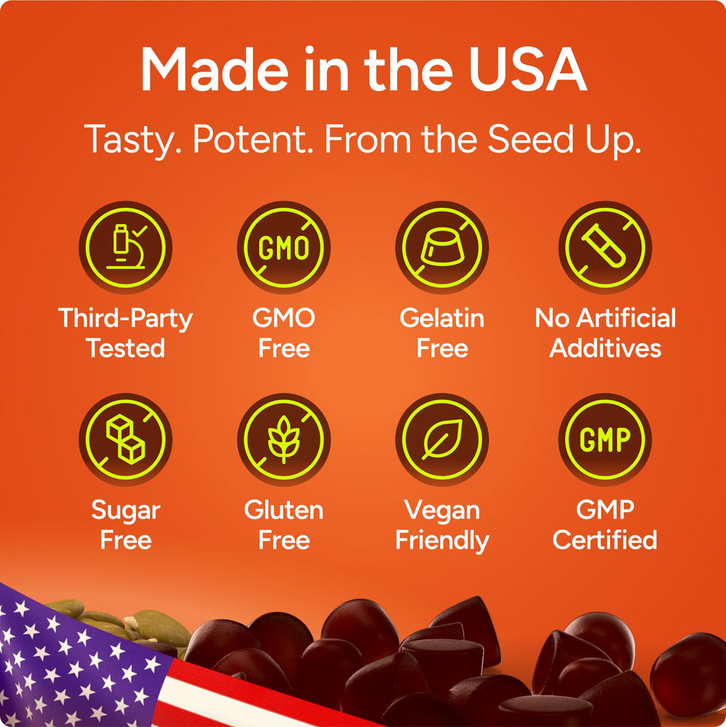 Sugar-Free Pumpkin Seed Oil Gummies (4,000mg/serving) Pumpkin Seed Oil for Hair Growth, Youthful Skin, Prostate Health, Immune & Urinary Tract Support-Natural Source of Essential Fatty Acids, 60ct