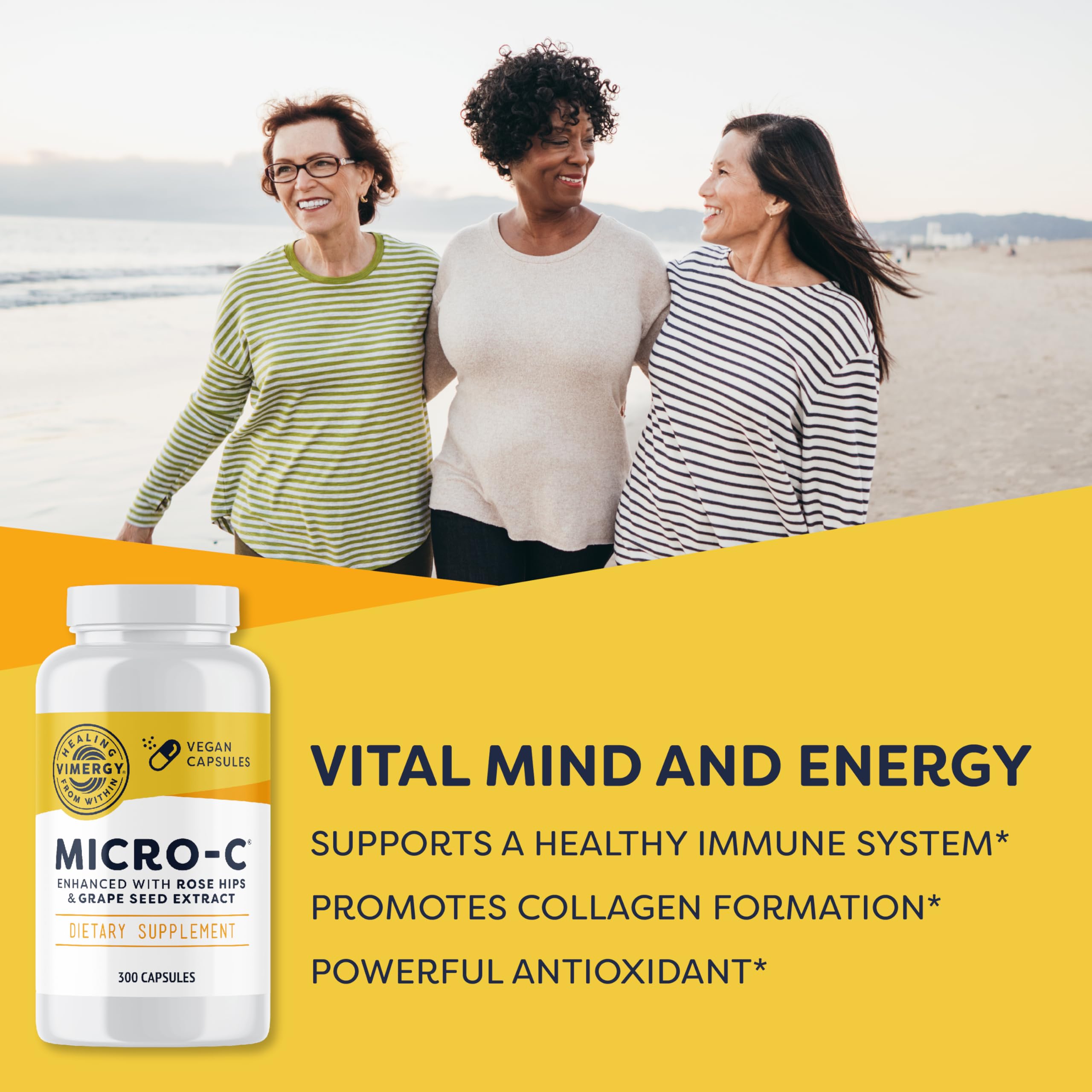 Vimergy Micro-C® Vitamin C Capsules – 500mg per Capsule, Supports Immune Health*, Promotes Collagen Production, Supports Healthy Bones*, Kosher, Vegan & Gluten-Free, Value Size 300 Capsules