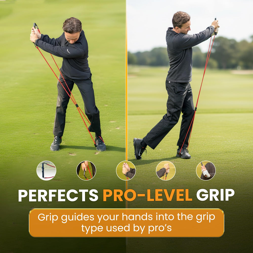 Happy Golfer Golf Resistance Bands Swing Trainer | Golf Power Trainer for Swing Path, Grip & Speed Training | Portable Golf Training Aid for Warm Up, Strength & Practice