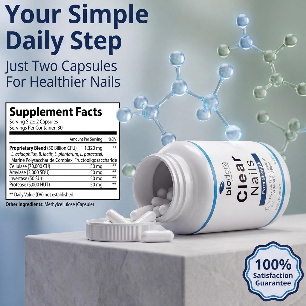 Biodora Oral Probiotic Antifungal Pills - Extra Strength Nail Fungus Eliminator | Toenail Fungal Inhibitor - Clear Nails Supplement | 50 Billion CFU (60 Capsules)