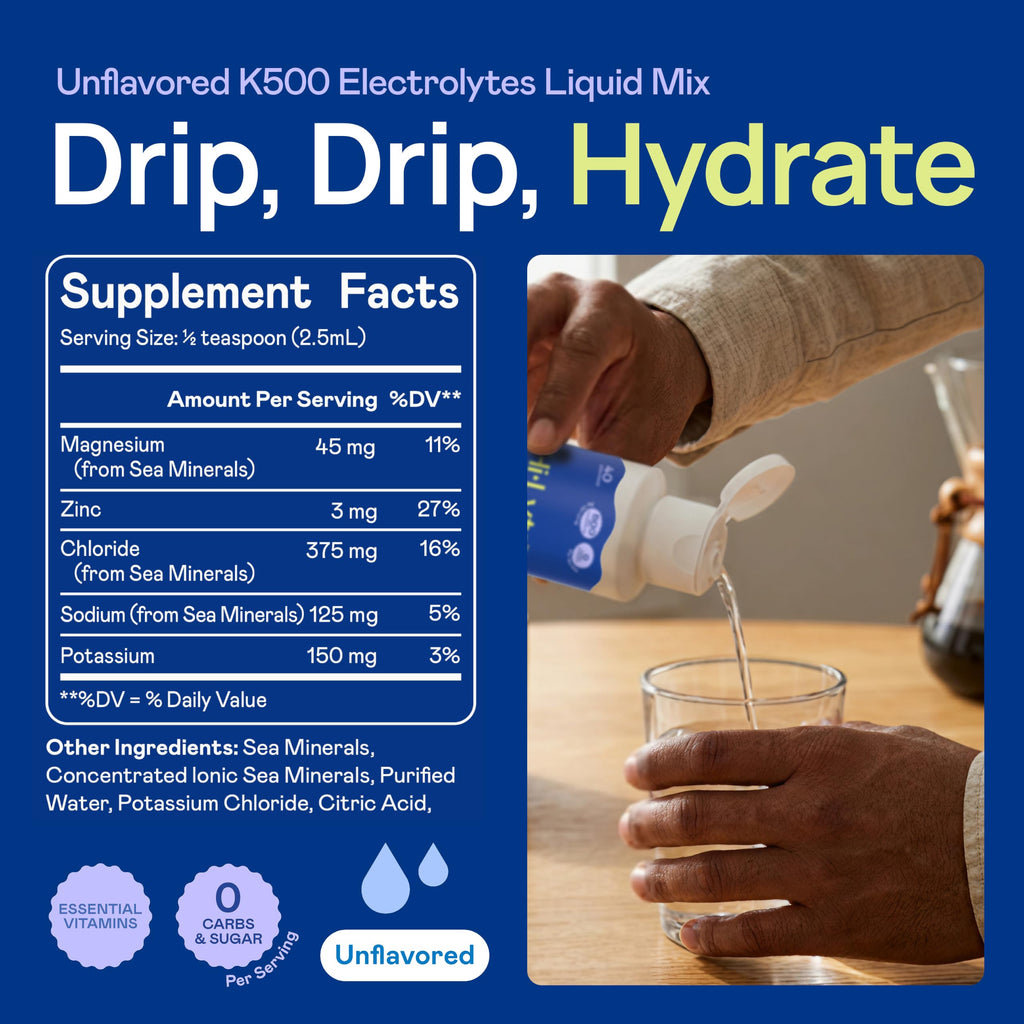 Hi-Lyte K500 Electrolytes Liquid Mix, Unflavored, 40 Servings