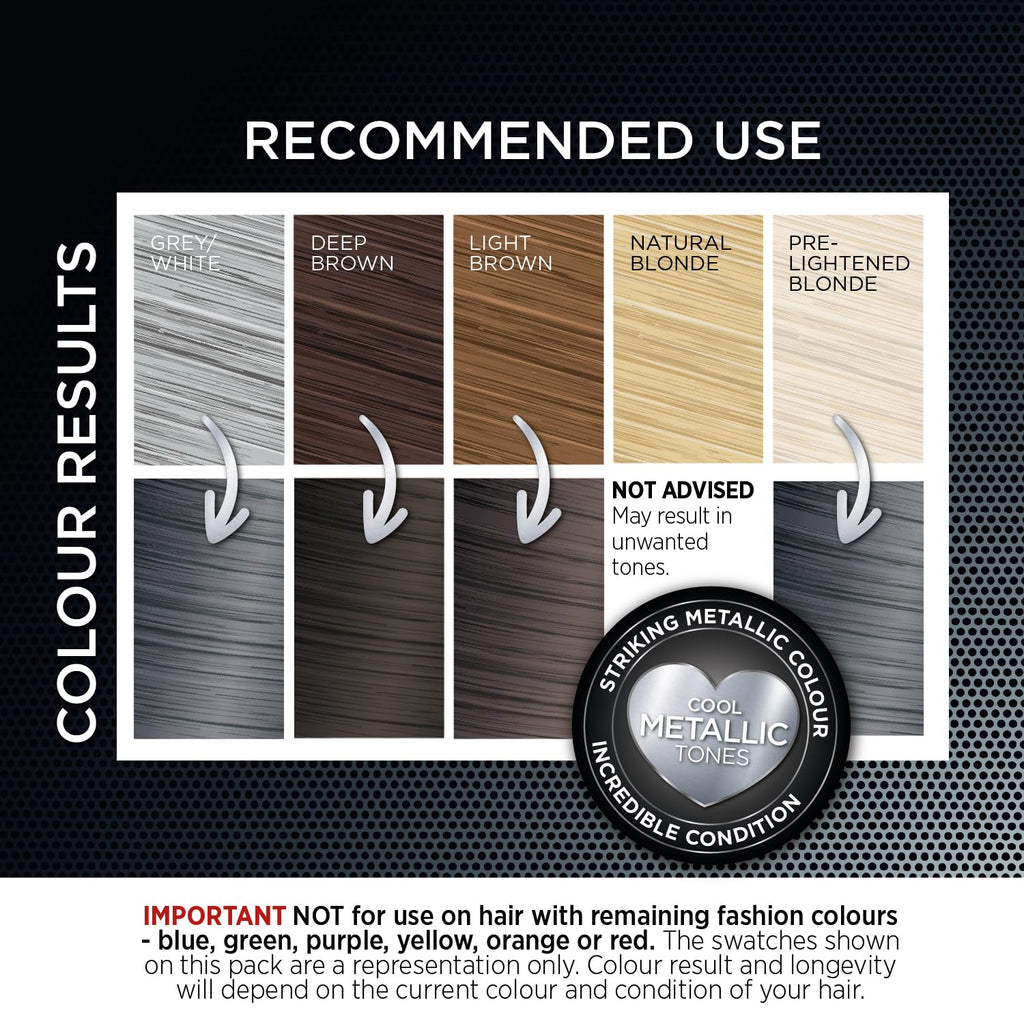Colour Freedom Metallic Stone Grey Permanent Hair Dye with PurePlex. Ultra Glossy Conditioning Hair Colour. 100% grey coverage. By Knight & Wilson.
