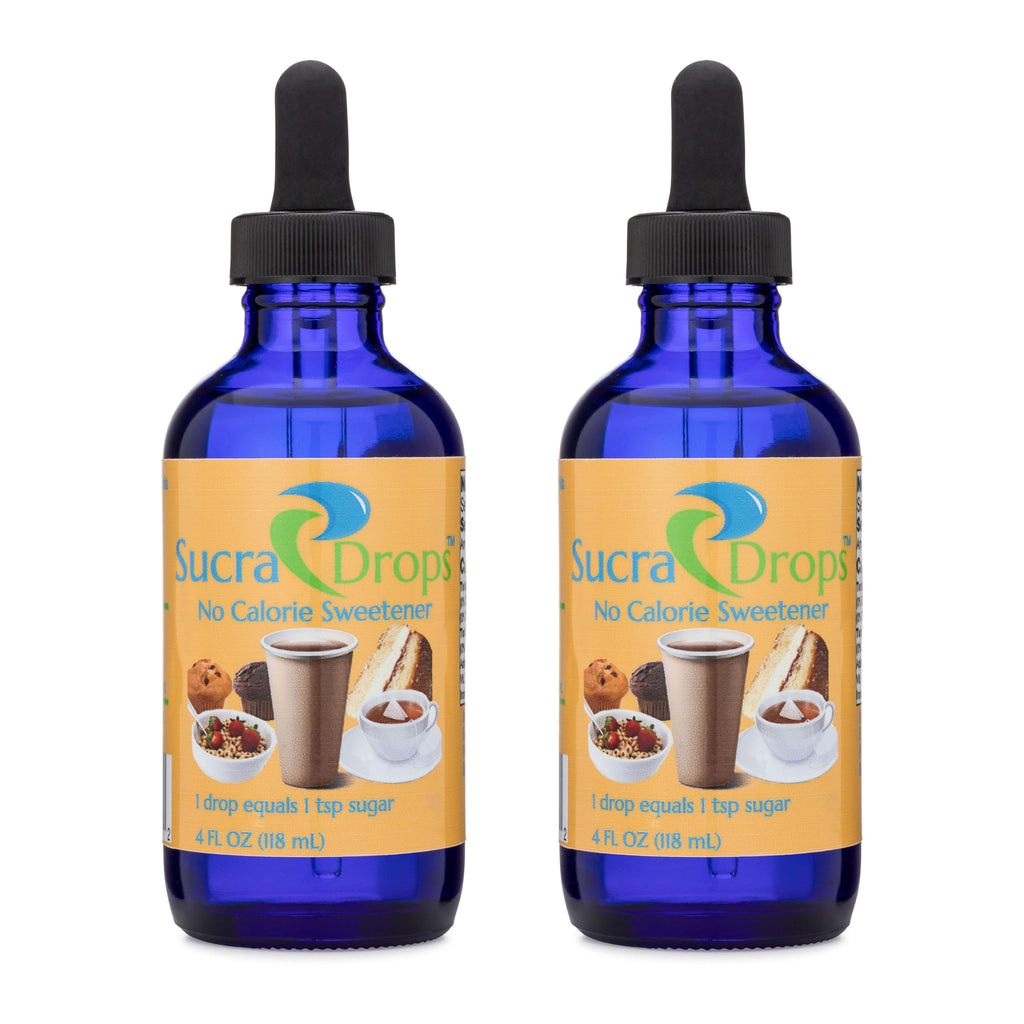 SucraDrops 2-4 oz Bottles of Premium Liquid Sucralose Sweetener, 1,180 Servings x 2 drops per serving size, totaling 2,360 drops each