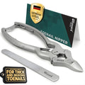 Blizzard Toe Nail Clippers for Thick Nails - Podiatrist Nail Nippers for Seniors - Heavy Duty Cantilever Toenail Clippers for Men - German Steel Podiatry Tool with Toenail File - 15cm Double Spring