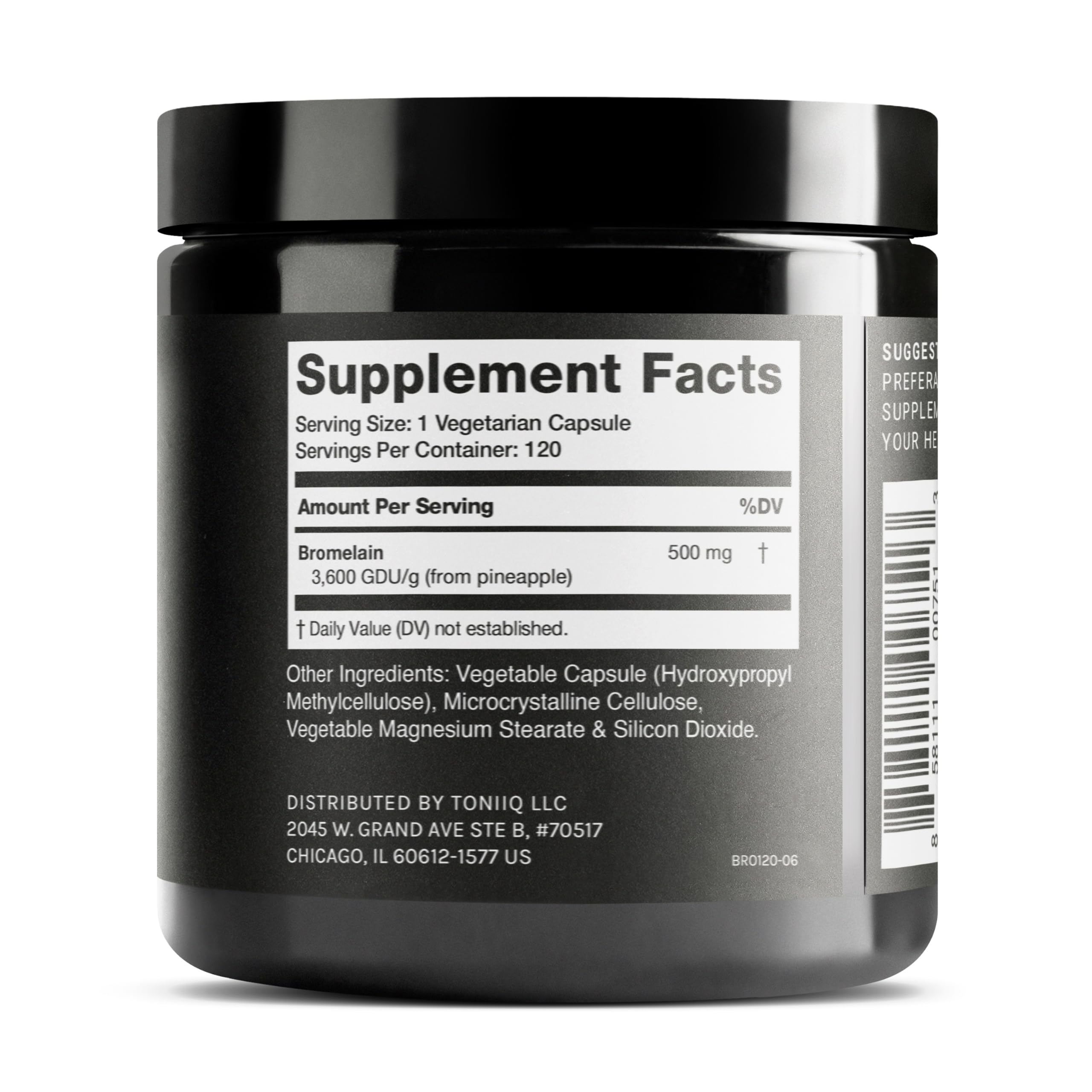 Ultra High Strength Bromelain 500mg - 3600 GDU/Gram - Highly Concentrated and Bioavailable - Third-Party Tested Formula - 120 Vegetarian Capsules - 120 Servings Per Container - Bromelain Supplement