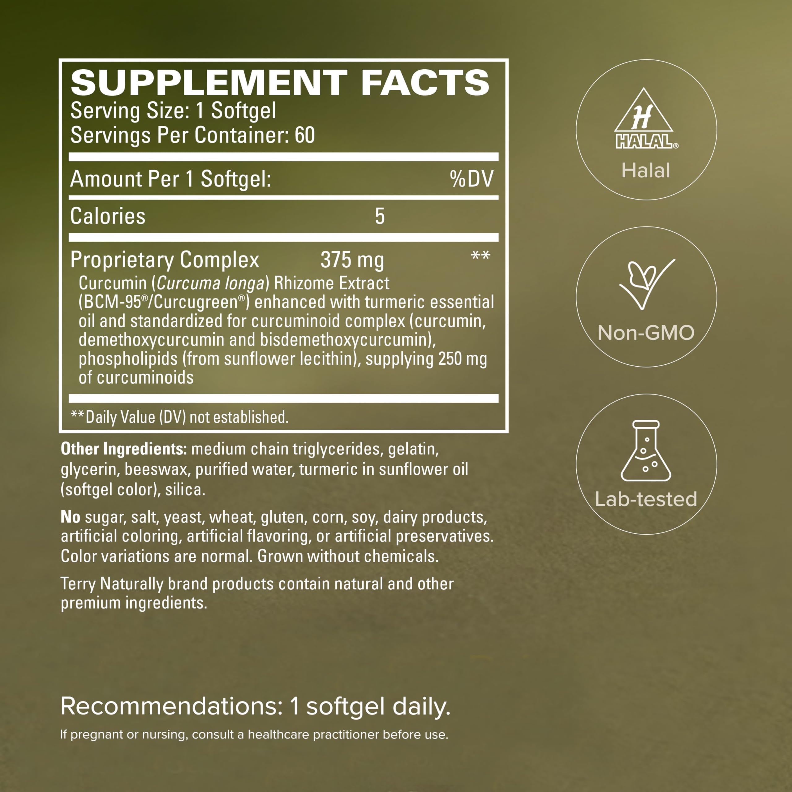 Terry Naturally CuraMed 375 mg - BCM-95 Curcumin Supplement - Brain, Liver and Immune Health Support - Enhanced Absorption Turmeric Complex - 60 Softgels - Pack of 2