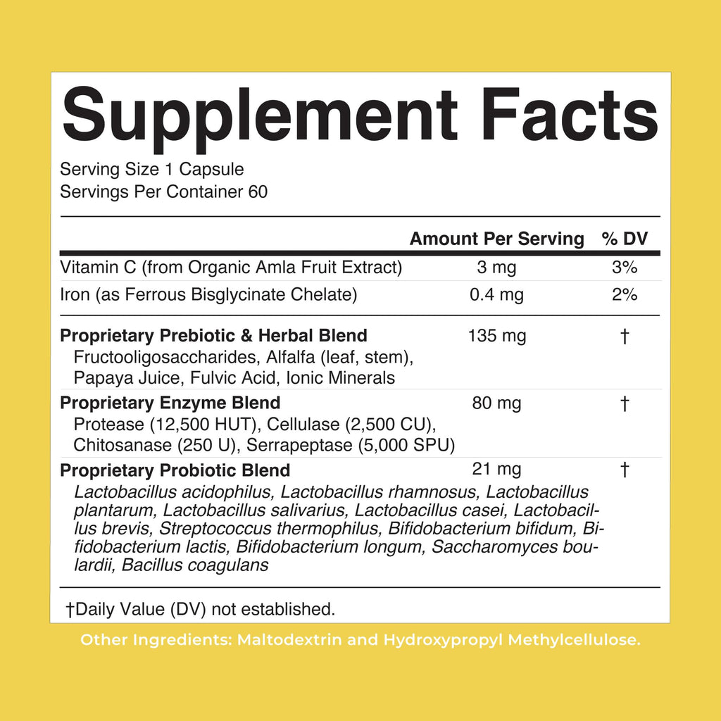 MARYRUTH'S Gut Flora Health+ Enzymes | Prebiotic & Probiotic Digestive Enzymes for Healthy Gut Biome & Digestive Support | Gastrointestinal Health | CLP Certified | 60 Capsules | 2 Month Supply