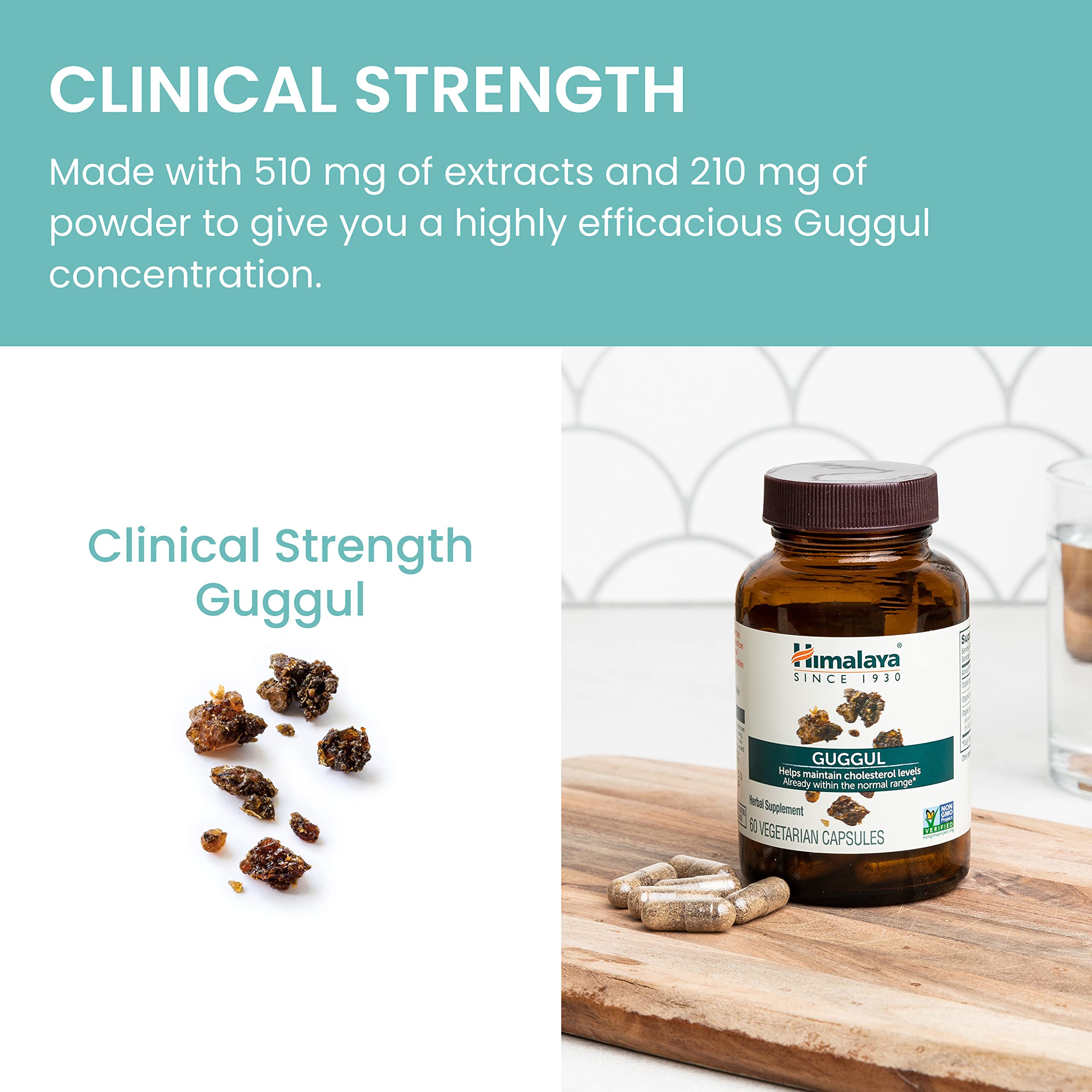 Himalaya Guggul Extract- Herbal Guggul Supplements Liver Support for Liver Detox, Cholesterol, HDL & LDL Support - Vegan, Non-GMO, Gluten Free, 720 mg, 60 Capsules, 2pk