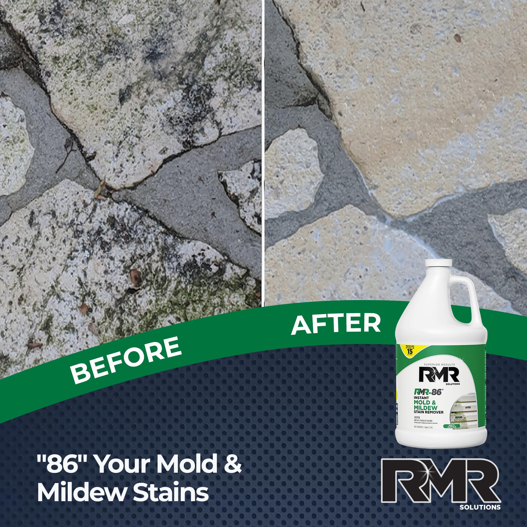 RMR-86 Instant Mold and Mildew Stain Remover Spray - Scrub Free Formula, 1 Gallon