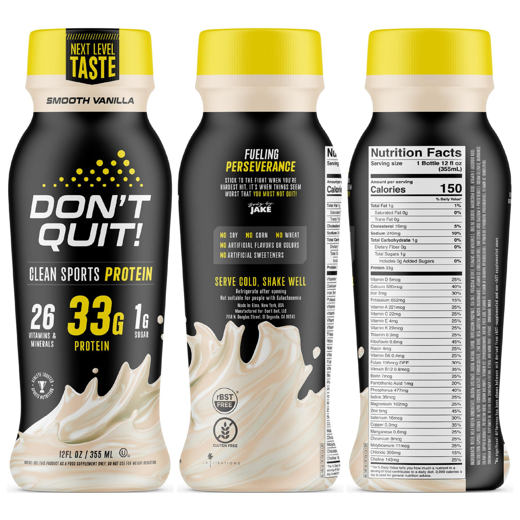 Don't Quit Clean Sports Protein Shake (Vanilla) 12oz (12 Pack)