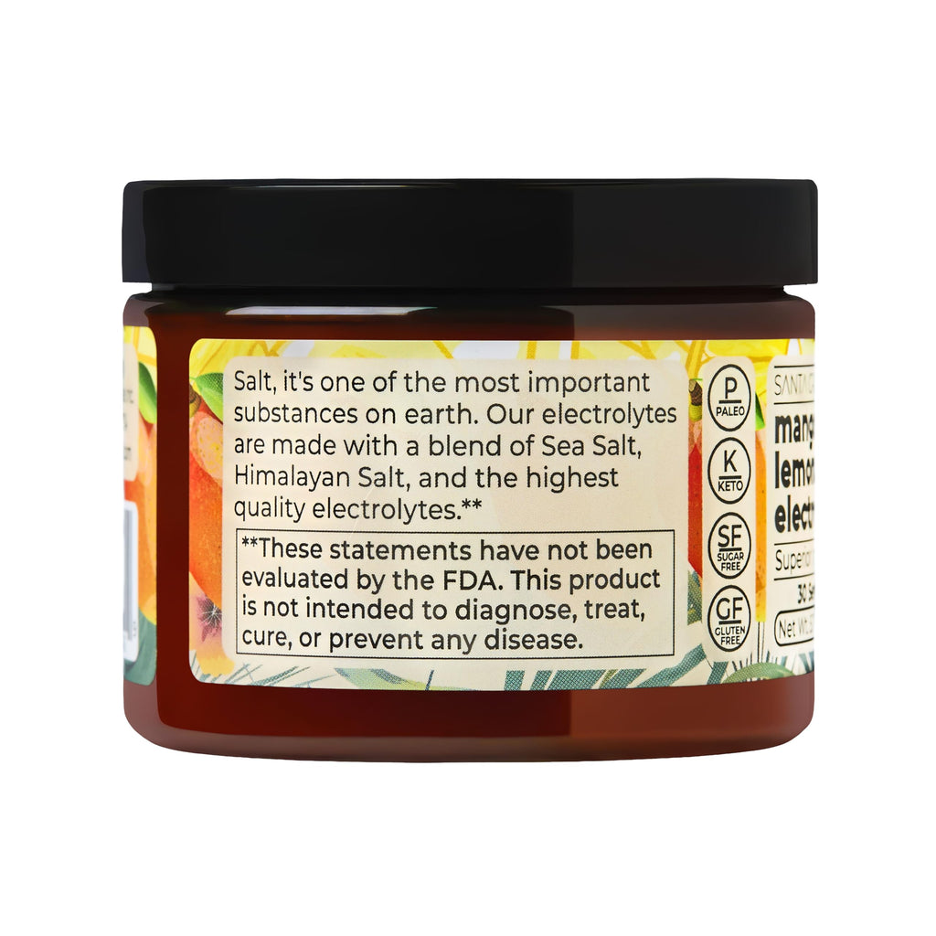 Santa Cruz Paleo Electrolyte Powder, Mango Lemonade, Sugar Free Hydration Drink Mix with Himalayan Pink Salt, Sea Salt, Magnesium Glycinate, Potassium Chloride, Sweetened with Stevia, 30 Servings