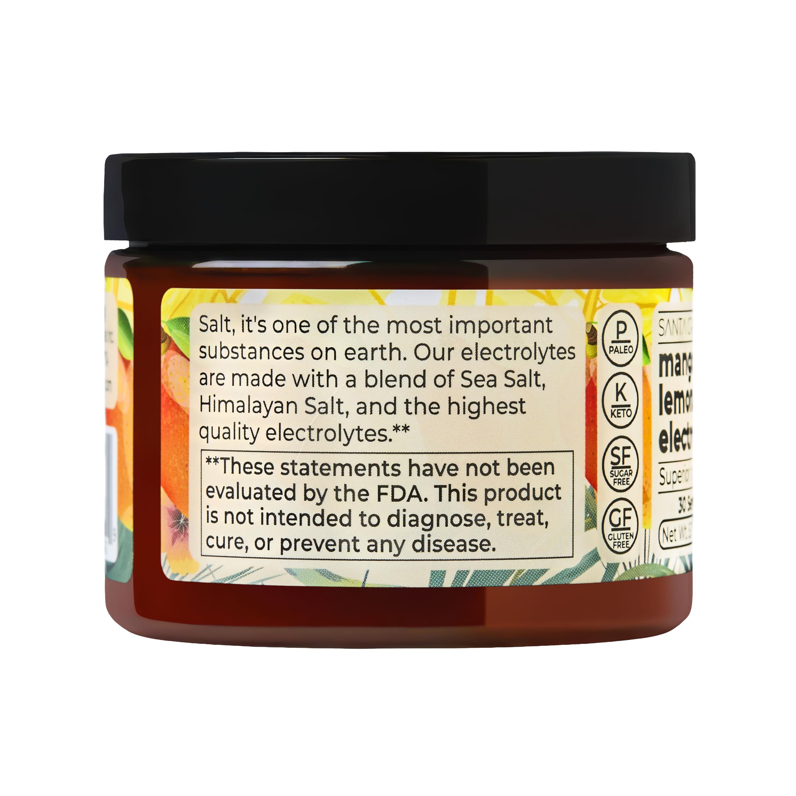 Santa Cruz Paleo Electrolyte Powder, Mango Lemonade, Sugar Free Hydration Drink Mix with Himalayan Pink Salt, Sea Salt, Magnesium Glycinate, Potassium Chloride, Sweetened with Stevia, 30 Servings